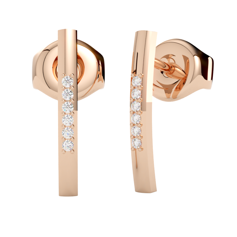 kolczyki z różowego złota z diamentami